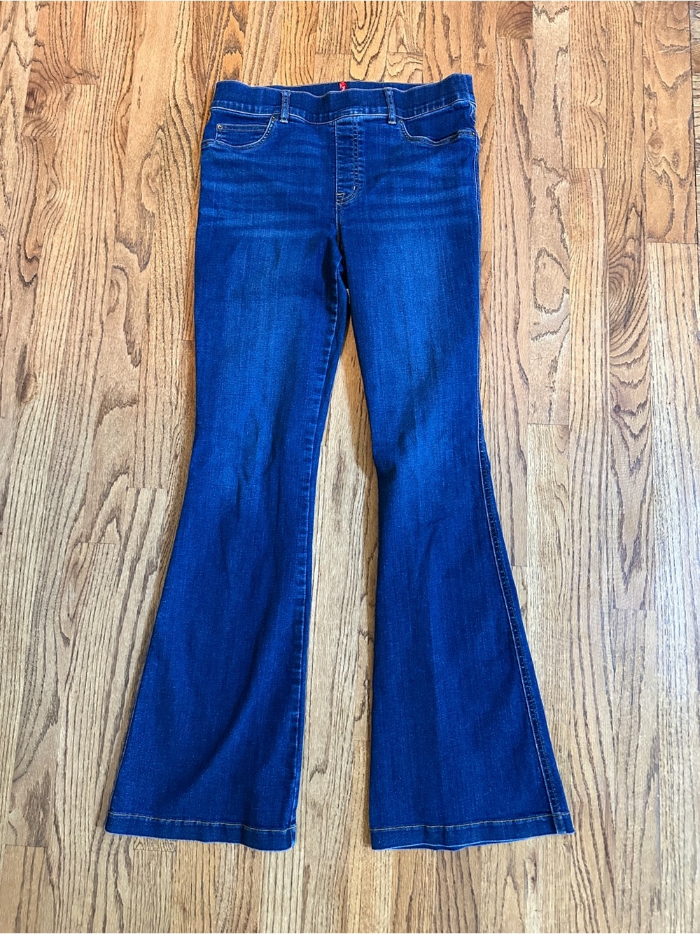 SPANX Flare leg Blue Jeans Pants Womens Retro Style 80s Dark Wash Bell Boittom